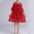 thumbnail image 2 of Ugoldhm Girls Cotton Lace Crew Neck Long Sleeve Summer Dress Fashionable Kids Clothes Sizes 8-14, 2 of 4