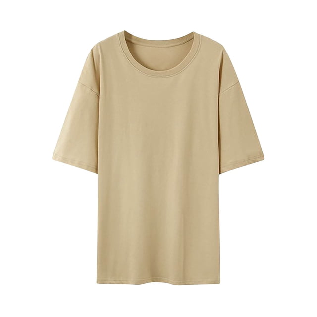 Pisexur Hauts d'Été pour Femmes, Hauts pour Femmes, Hauts de Sortie pour Femmes, Hauts pour Dames, T-Shirt à Manches Courtes Col Rond Imprimé Décontracté Mode Khaki,m