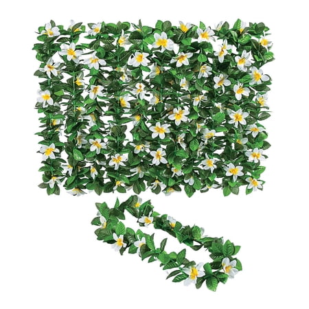 Premium Yellow Flower Maile Polyester Leis, Apparel Accessories, Luau, 12 Pieces