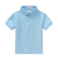 thumbnail image 4 of UAYOTSE Toddler Boys Comfort Centric Short Sleeve Polo Shirts Ideal for School Play and Leisure Time,11-12 Years Sky Blue, 4 of 9