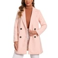 thumbnail image 1 of Abrigo de trench de longitud media con cinturón y doble botonadura para mujer Inspire Chic, color rosa claro, talla M, 1 of 8