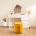thumbnail image 3 of Swivel Vanity Stool with Gold Base Comfy Vanity Chair Modern Round Stool for Makeup Vanity Ottoman Foot Rest for Bedroom livingroom (Yellow), 3 of 16