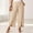Beige, variant on Women's Elastic-Waist Cropped Pants, Slim Drawstring and Decorative Button Accents at Split Hem for Quick Casual Errands White XXL