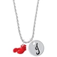 thumbnail image 1 of Delight Jewelry Resin Curved Red Lobster Silvertone Script Initial Disc - J - Charm Necklace, 20"+3", 1 of 4