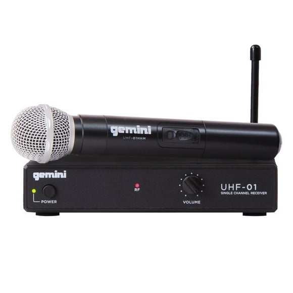 Gemini UHF UHF-01M-F1 Système de Microphone Sans Fil Monocanal avec Microphone à Main