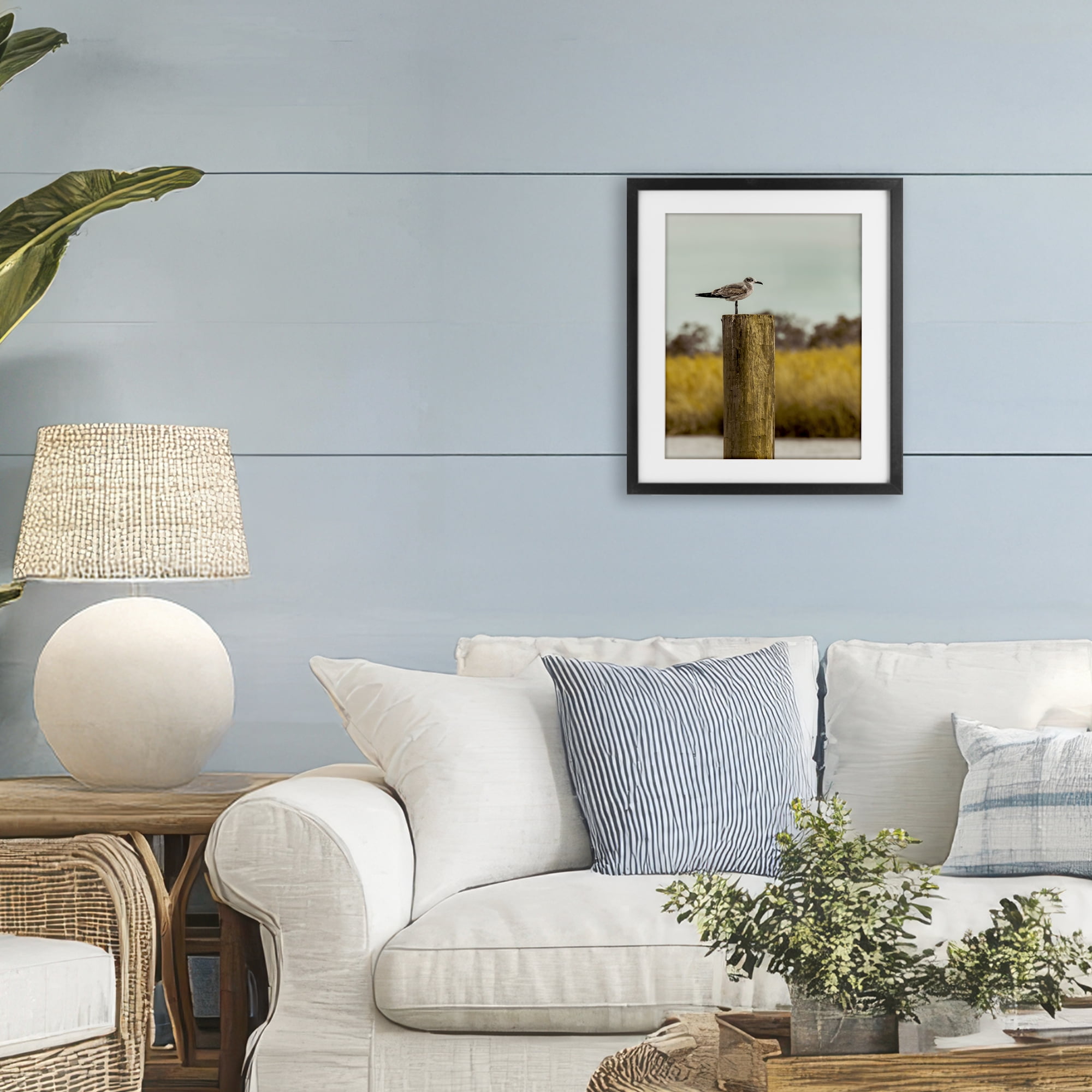 Stupell Industries Gull On Piling Black Framed Print Under Glass, design by Christy Berry