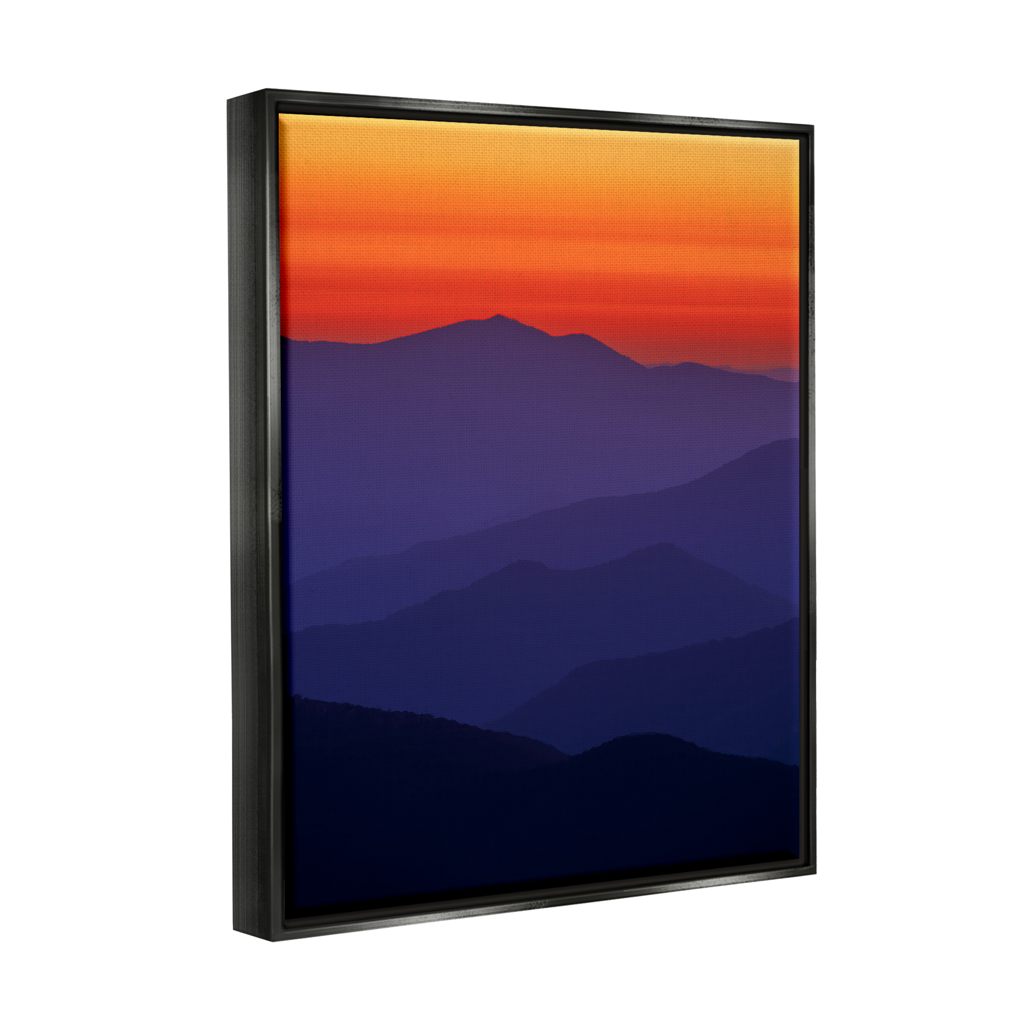 Stupell Bold Mountain Sunrise Sky Landscape Photography Black Floater Framed Art Print Wall Art