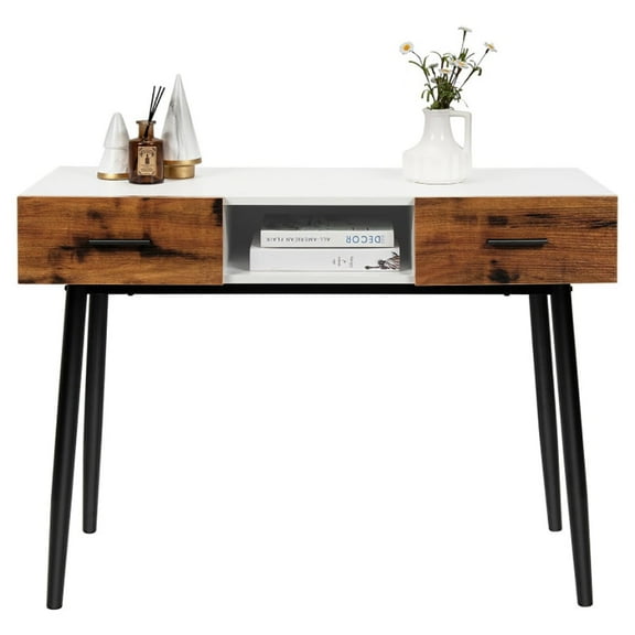 Spaco 42 Inch Industrial Console Table with 2 Drawers for Entryway Hallway, Entryway Table Hallway Table, Storage-Friendly Hallway Table for Foyer & Entry Spaces