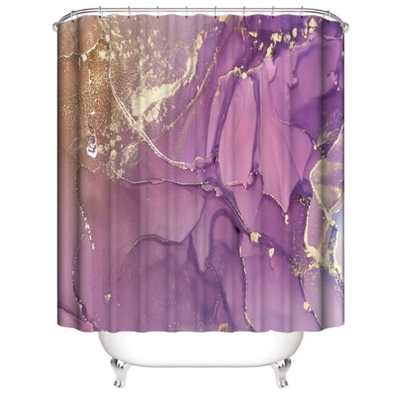 Abstract Marble Stone Pink Shower Curtain Sets Bathroom Curtains, Modern Waterproof Fabric Shower Curtain with 12 Hooks 71x71 Inches