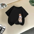 thumbnail image 4 of Curuila Kid Girls Tops Cartoon Print Crew Neck Short Sleeve Tee Summer Casual Loose T Shirt Black Size 2-4 Years, 4 of 4