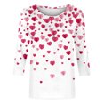 thumbnail image 4 of Heart 3/4 Sleeve Tshirts Womens Plus Size Valentines Tops Cute Holiday Print Tee Basic Tunic Shirts, 4 of 4