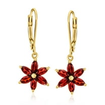 Ross-Simons 2.10 ct. t.w. Garnet Flower Drop Earrings in 18kt Gold Over Sterling, Women's, Adult