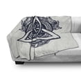 thumbnail image 3 of Celtic Dragon Soft Flannel Fleece Throw Blanket, Knot with Serpent Eyes Northern Style, Cozy Plush for Indoor and Outdoor Use, 50" x 60", Violet Blue Off White, by Ambesonne, 3 of 6