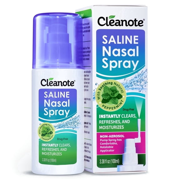 Moisturizing Saline Nasal Spray for Dry Nose & Congestion Relief – Gentle, Drug-Free Isotonic Saline Solution Nose Spray with Natural Mint, 100 mL