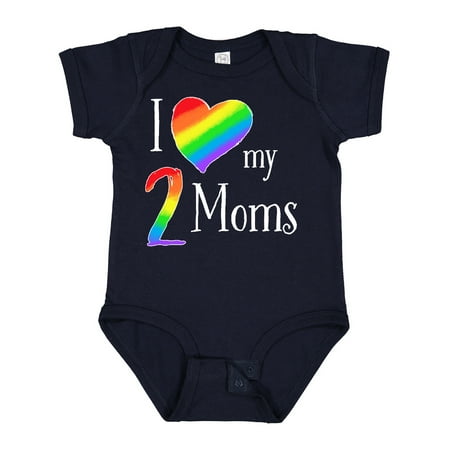

Inktastic I Love My Two Moms- Pride Rainbow Heart Gift Baby Boy or Baby Girl Bodysuit