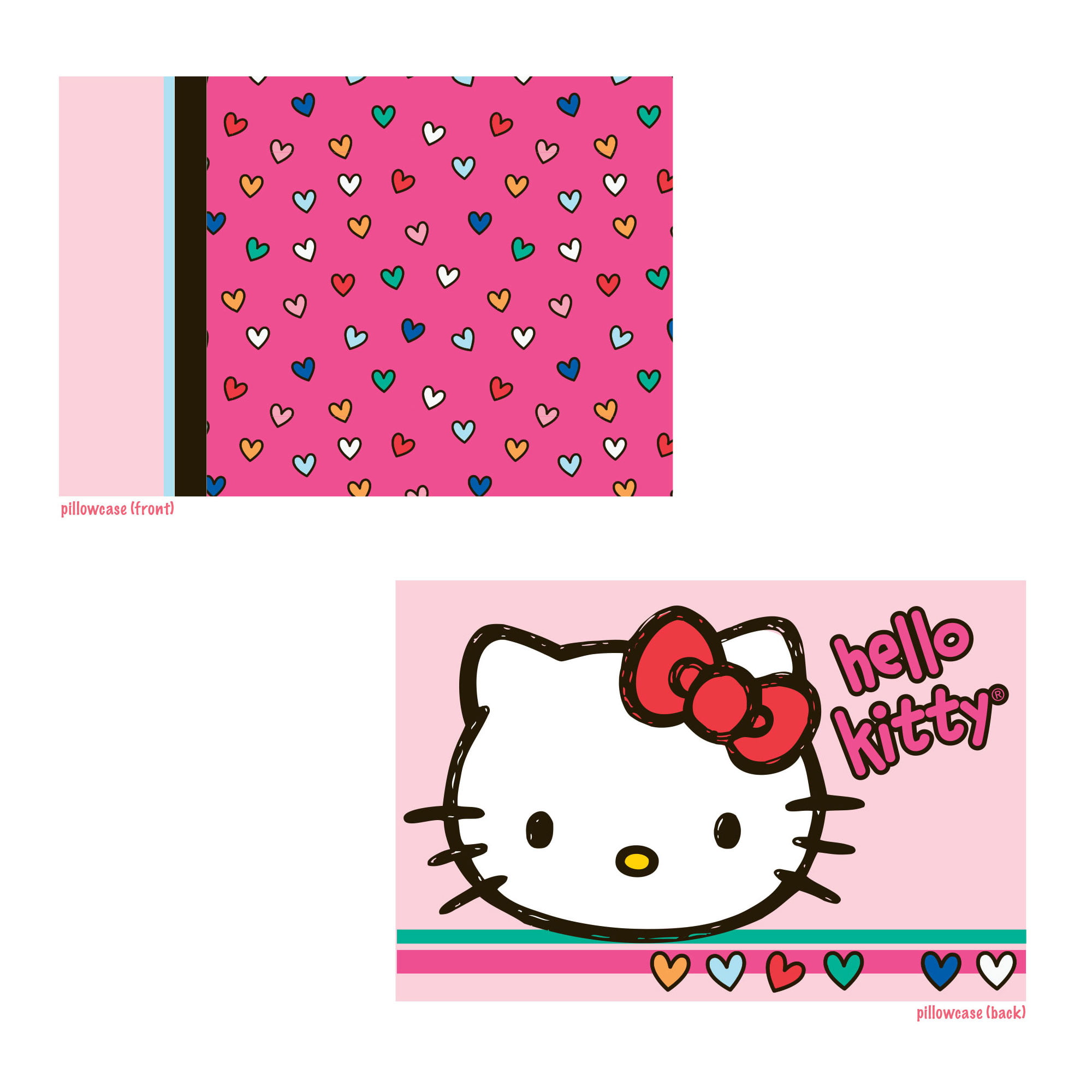 Pink & Black Hello Kitty Standard Pillowcase 