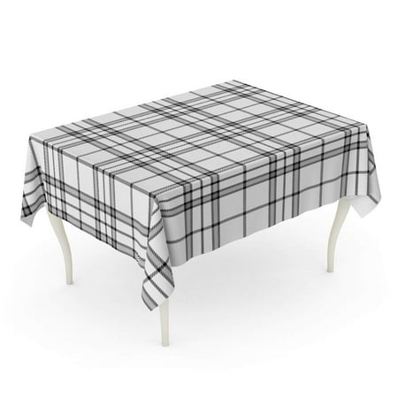 

KDAGR Gray Plaid Printing Pattern Tartan White Black Checkered Stripe Abstract Tablecloth Table Desk Cover Home Party Decor 60x84 inch