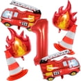 thumbnail image 1 of 1Set Fire Truck Balloons Set Red 32Inch Number Balloon Flame Balloons For Baby Shower Firefighter Birthday Party Decoration, 1 of 4