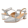 thumbnail image 6 of kkdom Womens Sandals Heels Pumps Closed Pointed Toe Block Heels Slingback Casual Chunky Heels Office Shoes Silver Size 8.5, 6 of 6