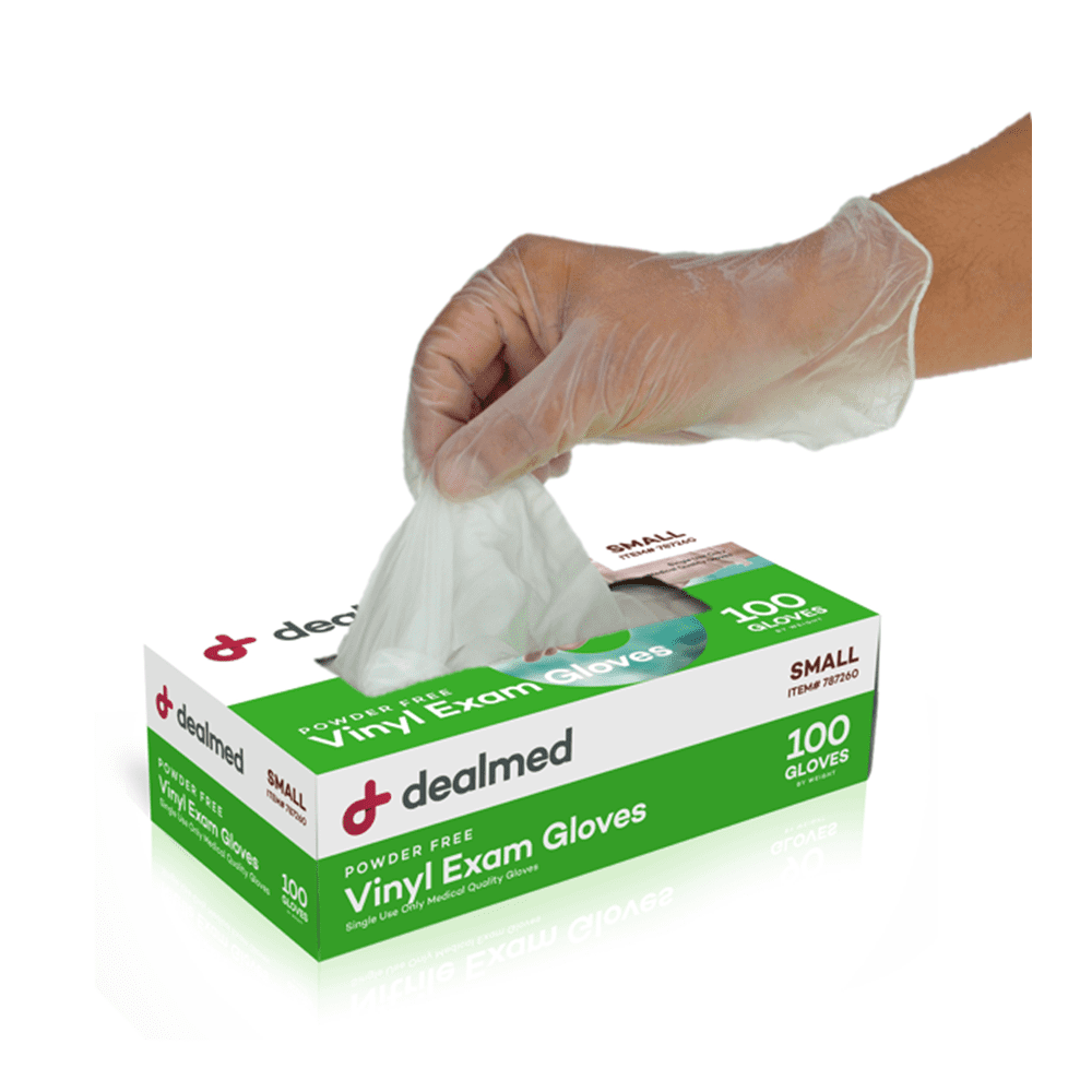 Dealmed Vinyl Exam Gloves, Small, 100/Bx