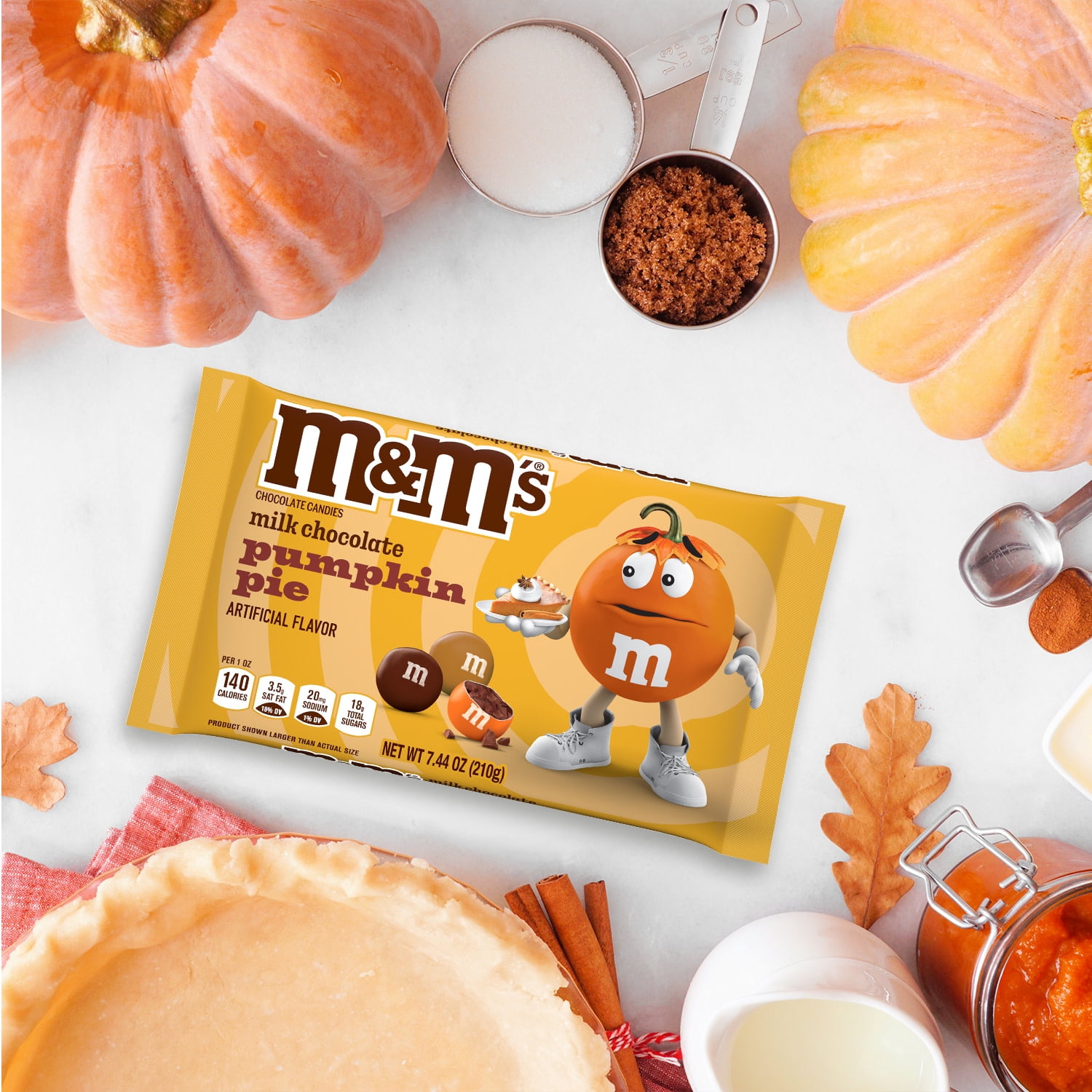 (2 pack) M&M'S Pumpkin Pie Milk Chocolate Candy - 7.44 Oz Bag