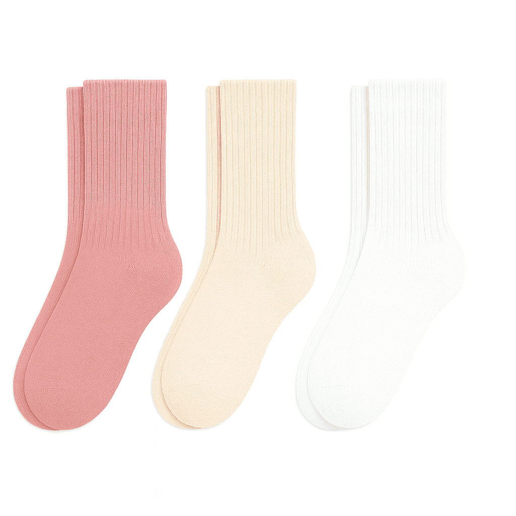 Kensie Girls Super Soft Ribbed Slouchy Mid Crew Kids Socks (3-pack) – Pink Oat White