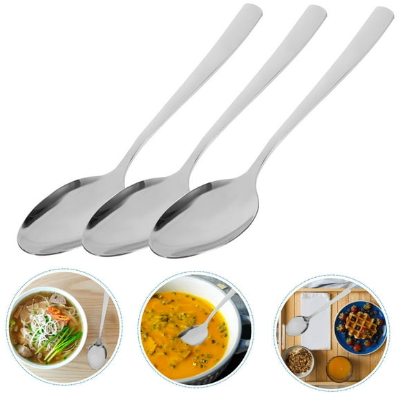 Moluckfu 12Pcs Comfortable Handle Design Silverware Spoons Cutlery Heavy Duty Stainless Steel 8 Inches