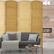 Jostyle 6ft Tall Room Divider with Hand-Woven Design, 4-Panel Folding Privacy Screen Freestanding Nature