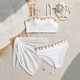 thumbnail image 1 of Traje de baño de 2 piezas para mujer, trajes de baño para mujer, traje de baño de playa de moda para niñas con tirantes de color liso y falda de malla., 1 of 8
