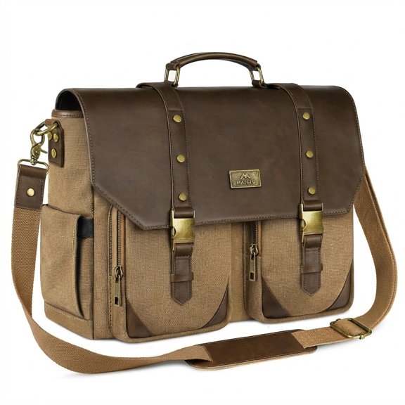 Matein Messenger Bag, 15.6in Vintage Laptop Bag with RFID Blocking Pocket for Men, Brown