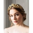 thumbnail image 5 of Diadema de corona de hoja de oro nupcial, tiara de novia, tocado de hoja de oro para boda, fiesta de graduación, accesorios para el cabello de dama de honor (oro), 5 of 5