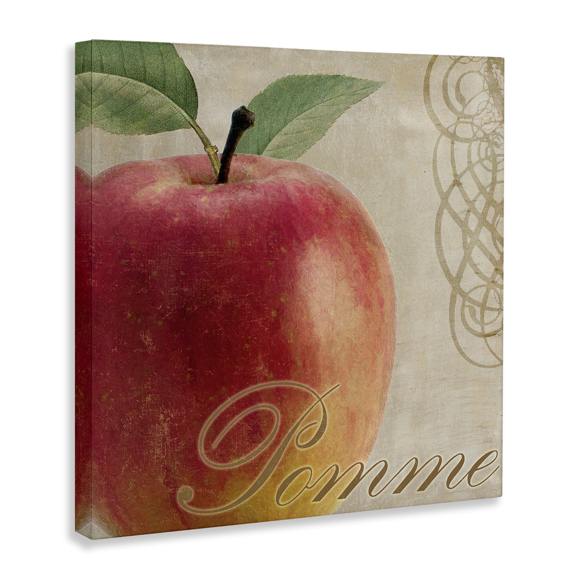 Stupell Industries Vintage French Apple Food & Beverage Painting Wrapped Canvas Art Print Wall Art, 24 x 24