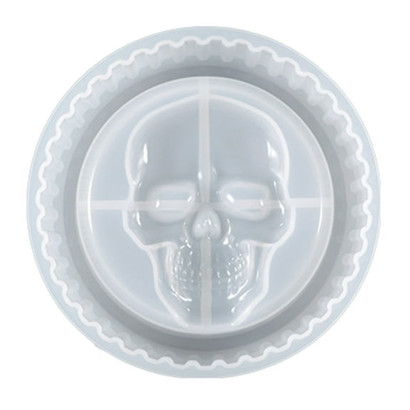 ZPAQI Halloween Skull Ashtray Silicone Mold Skeleton Round Jewelry Storage Box Epoxy Resin Casting Mould for DIY Crafts Decor