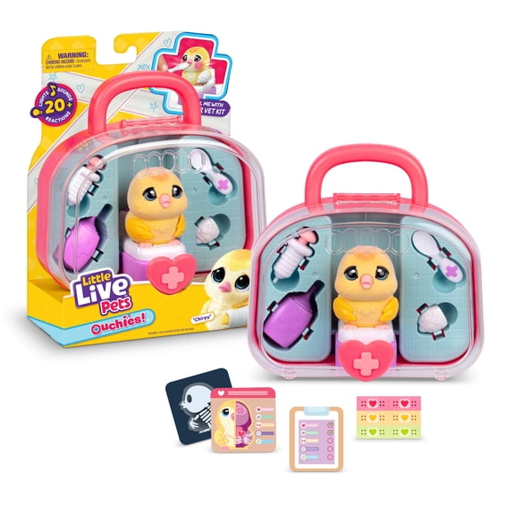 Little Live Pets Ouchies Vet Kit Chirpy The Chick, Interactive Toy, Vet Playset & Accessories, 20 Sounds, Lights & Reactions, Ages 4