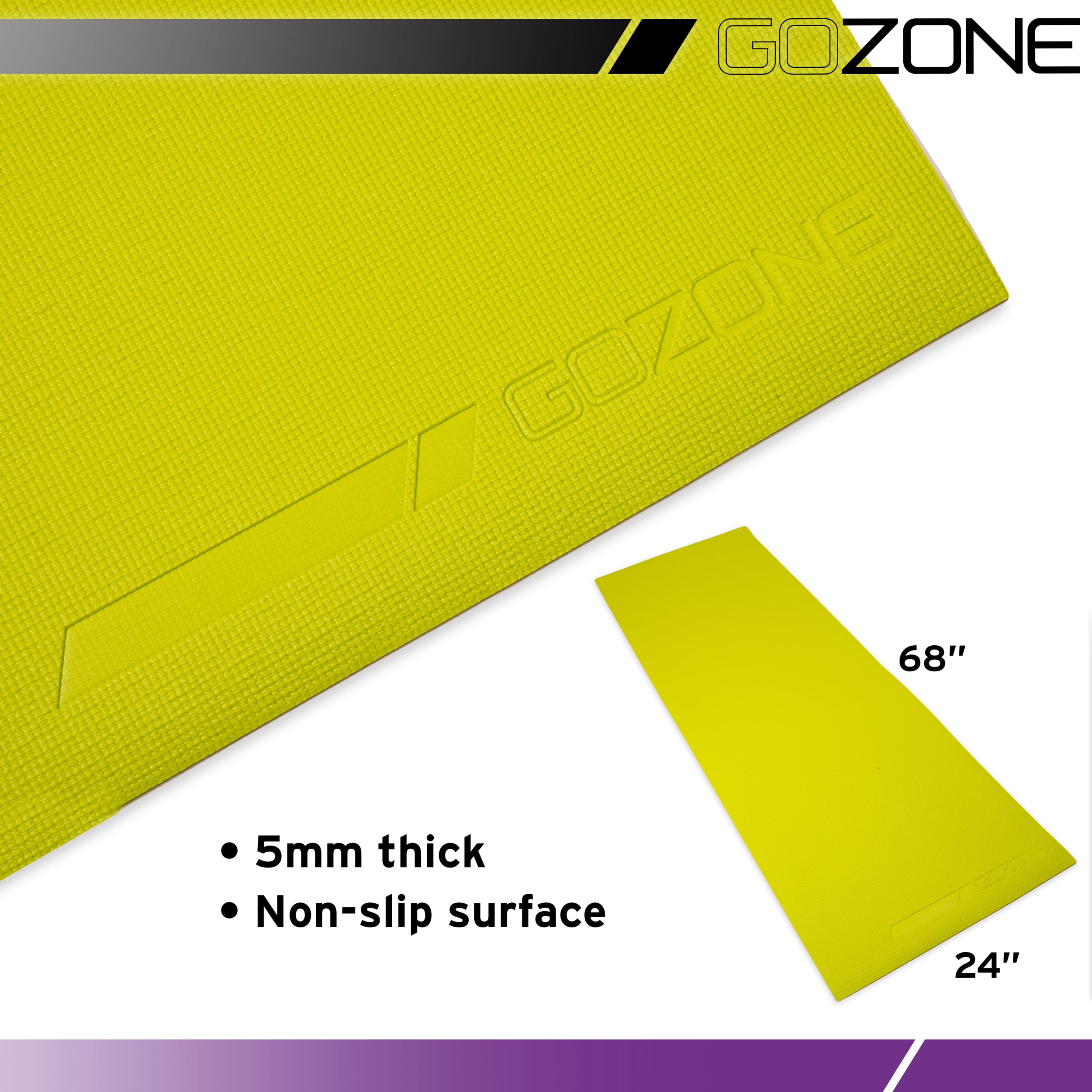 Gozone Multi-Purpose 5 mm Thick Premium PVC Non-Slip Yoga Mat, Reversible Gray and Yellow