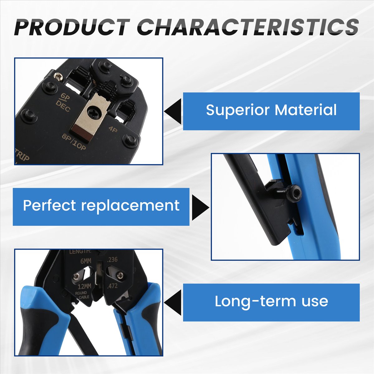 RJ45 Network Crimper 10P 8P 6P 4P Crimping Tools Stripper for RJ45 RJ11 RJ12 RJ50 Connector Ethernet Cable