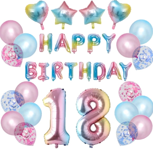 Kit de globos para cumpleaños número 18, color arcoíris, 25 unidades, látex C
