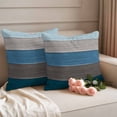 thumbnail image 2 of Farmhouse Pillow Covers 2 Pack Gradient Color Geometric Blue Beige Brown Teal Wood Grain Pillowcase Waterproof Outdoor Throw Pillow Cover for Patio Garden Square Cushion 20”x20”, 2 of 9