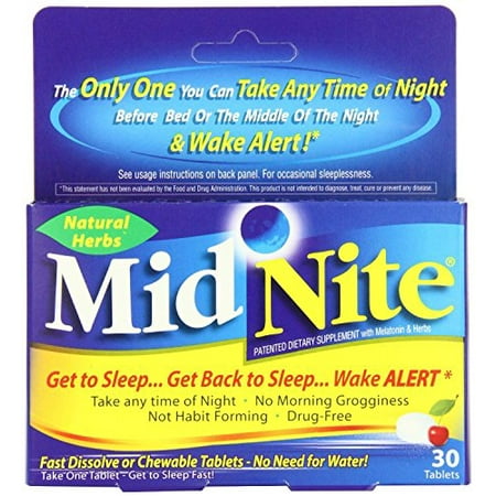 MidNite Brand drug-free sleep aid - melatonin dietary supplement - chewable 30