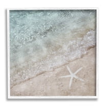 Stupell Industries Starfish on Beach Coast Nature Painting White Framed Art Print Wall Art, 24 x 24