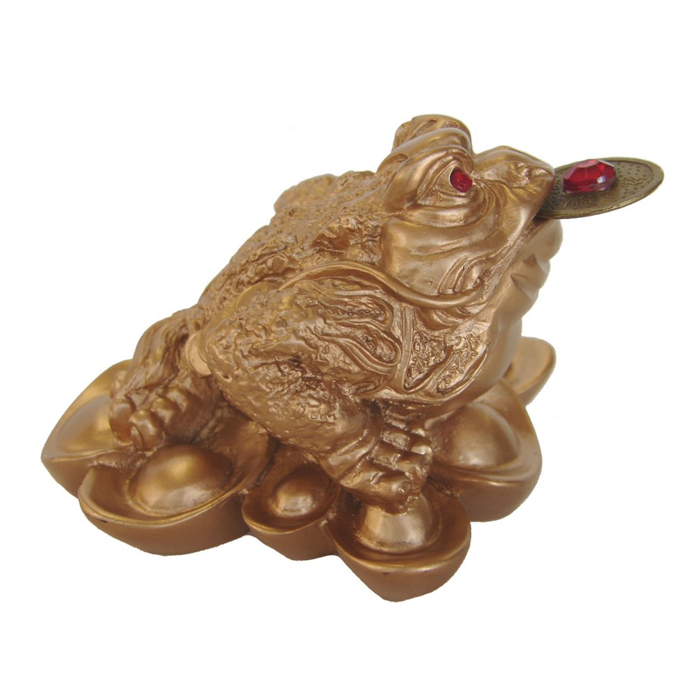 Feng Shui Golden Lucky Frog Statue 3legged Money Toad Figurine On