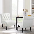 thumbnail image 4 of AVAWING Armless Teddy Accent Chair set of 2, Upholstered Lounge Chair with Wood Legs, Comfy Reading Chair for Living Room & Bedroom, White, 4 of 7