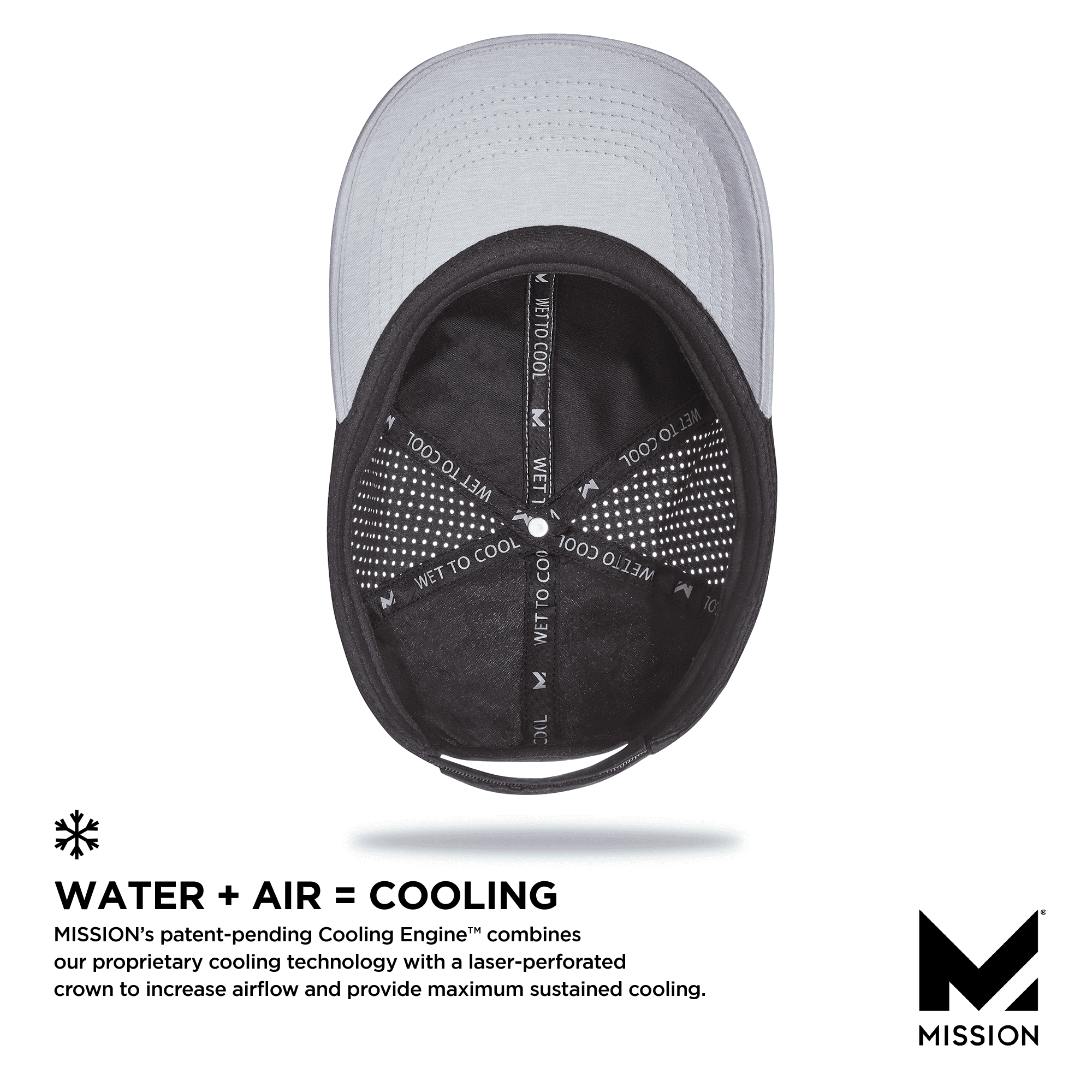 Mission Cooling Apex Unisex Baseball Hat, One Size, Alloy Grey/Black