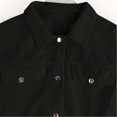 thumbnail image 3 of Rexolia Women’s Cropped Corduroy Button Down Jacket Long Sleeve Casual Fall Outerwear Black L, 3 of 3