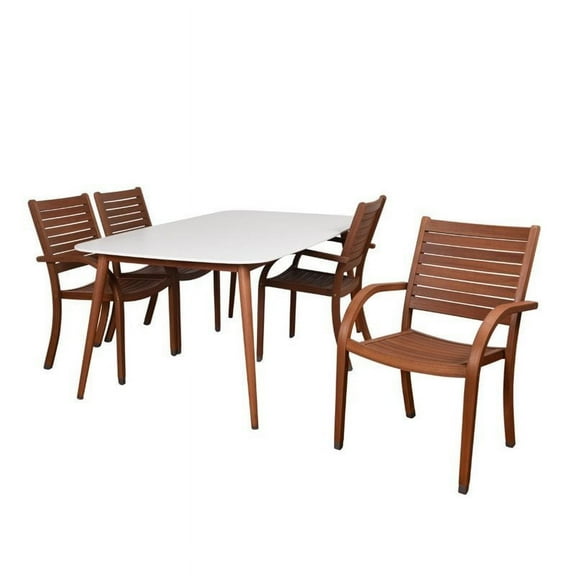 International Home Amazonia Charlotte Deluxe 5 Piece Patio Dining Set in White