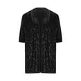 thumbnail image 6 of Women's Sequin Jacket Three Quarter Sleeve Blazer Top for Casual Party Night Out and Evening Wear Fashion Essential Gift for Women | Sopatenor,Black XL, 6 of 9