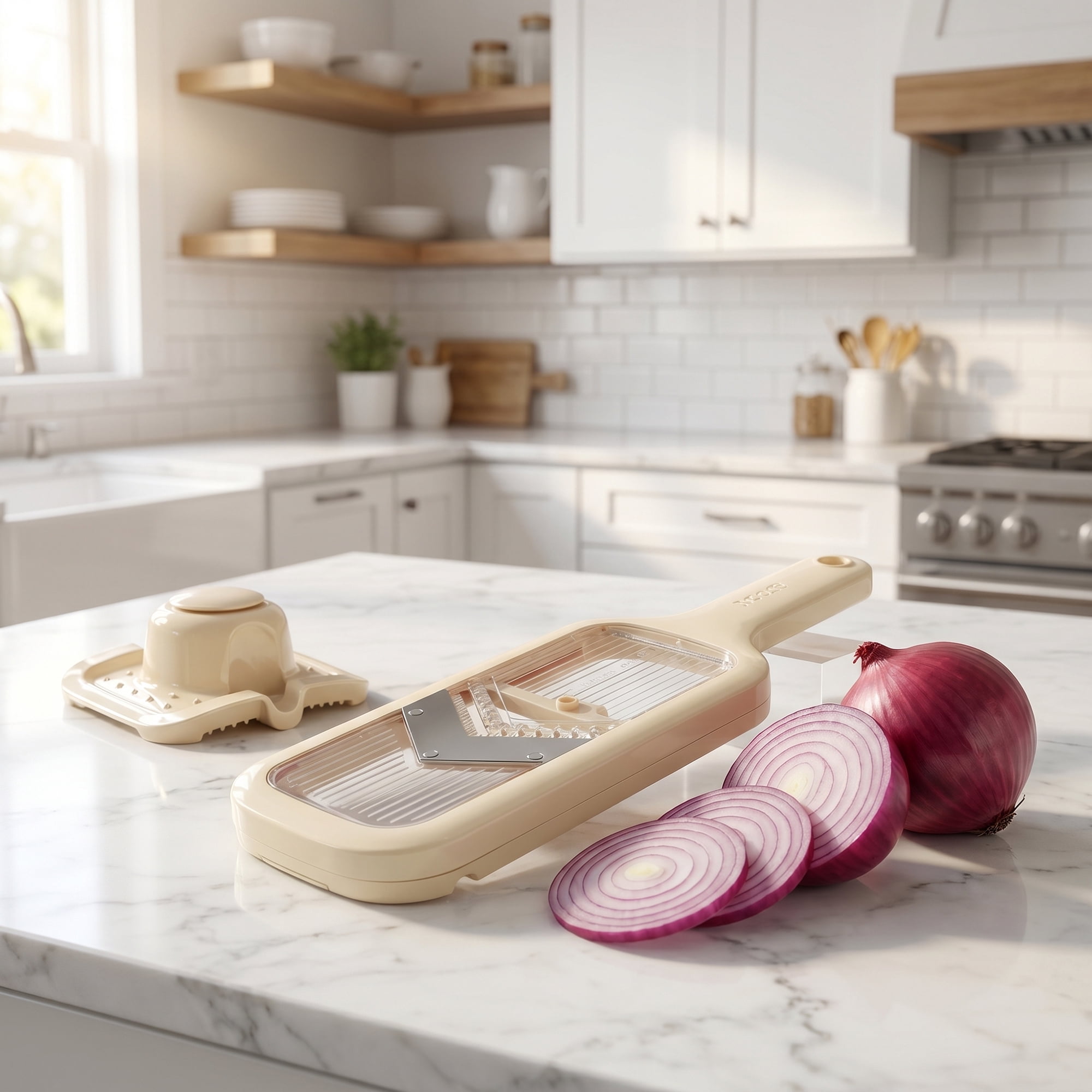 Unique Bargains Versatile 3-in-1 Vegetable Slicer and Chopper for Home White A 13.2"x4.3"