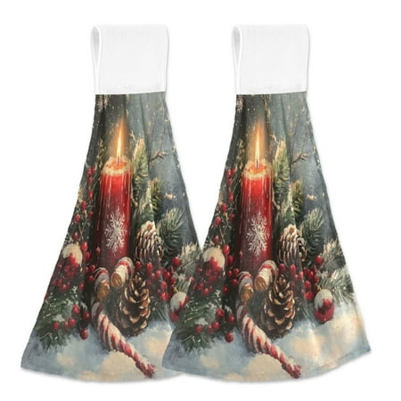 

2 Bathroom Towels Kitchen Towels 18.2x14In Velcro Hand Wipes Dish Cloths & Dish Towels Washroom Towels Face Towel Hand Wipes Christmas Red Candle Picture
