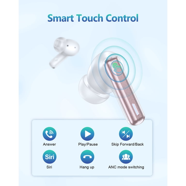 ZIUTY T21 Wireless Earbuds With Touch Screen, ANC Noise Cancelling, 40H Playtime, IPX7 Waterproof