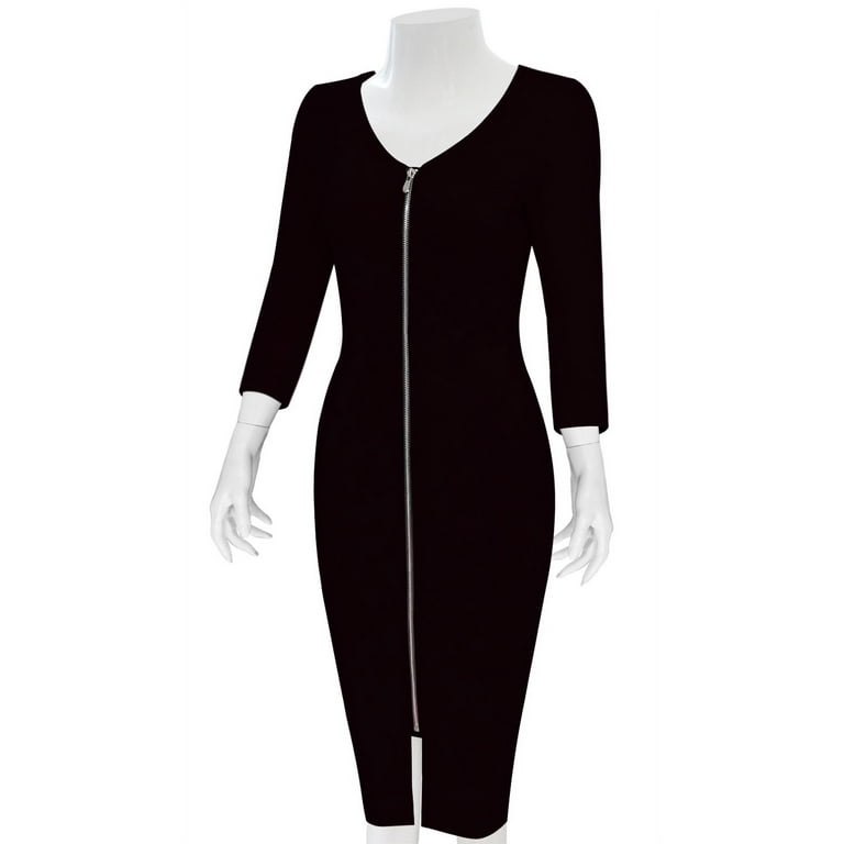 Front zipper best sale midi dress
